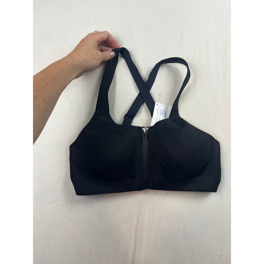 Victoria's Secret Sport Knockout Front-Zip High Impact Bra Black 32C VSS333‎